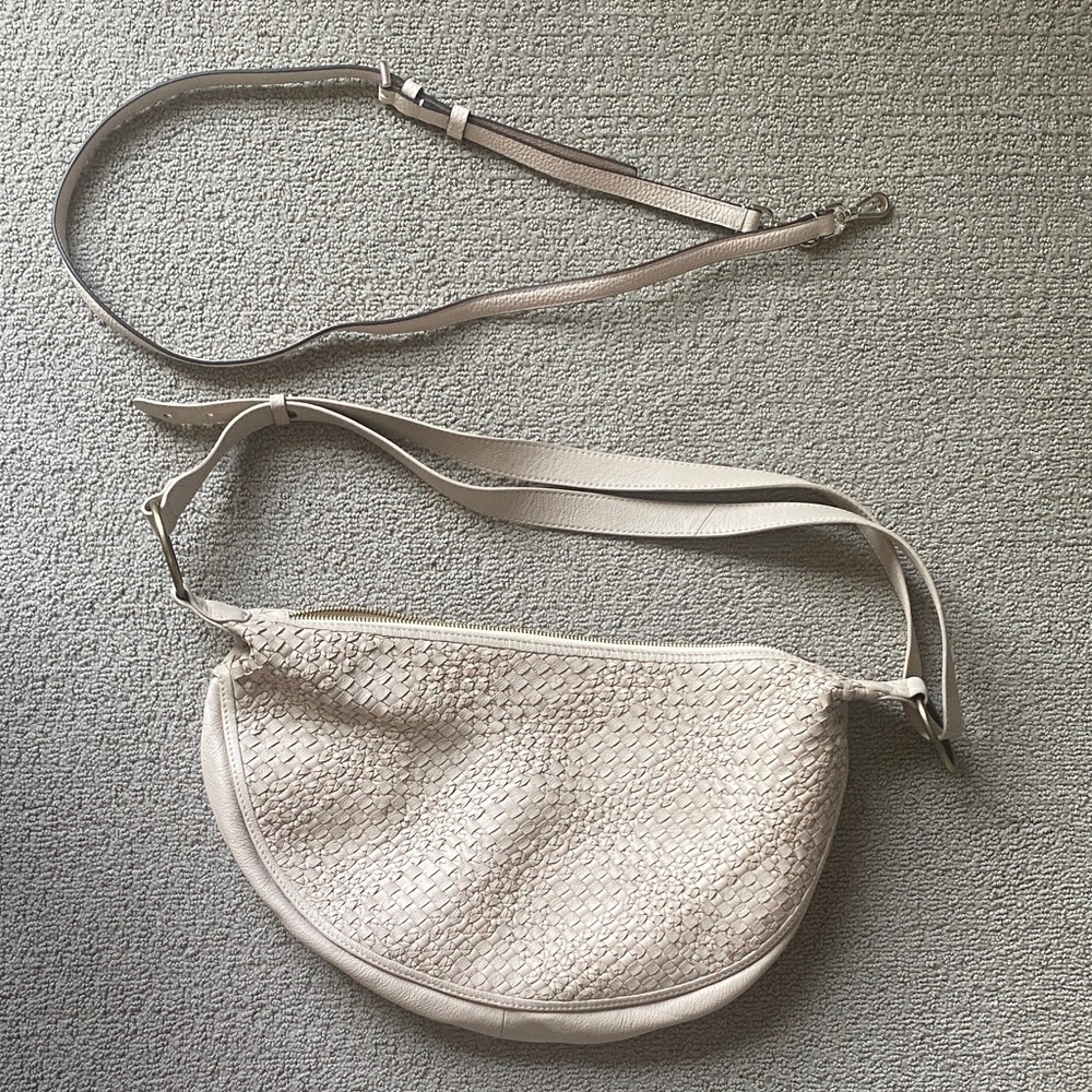 Anthropologie Cream Textured Crossbody Bag